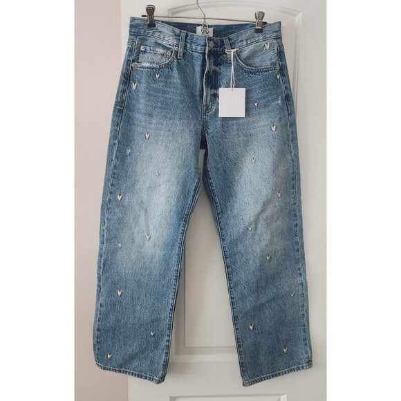 pistola Denim - NWT Pistola Lexi Heart Jeans Mid Rise Bowed Straight RARE SOLD OUT  Size 28 $228